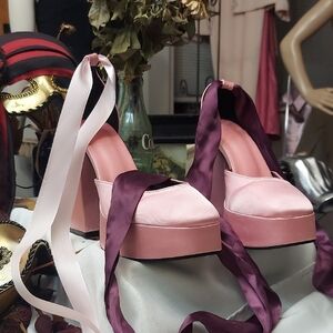 Chic Pink Platform Sandals with High Heels